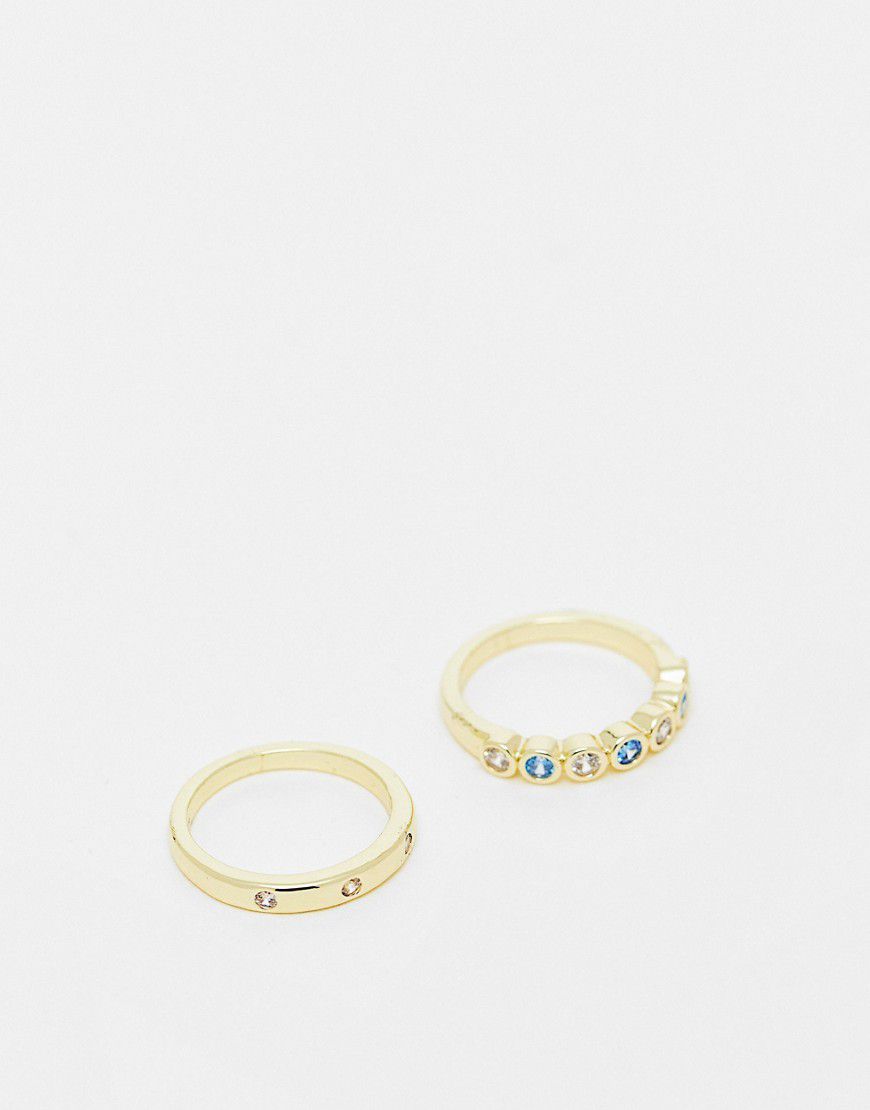 Confezione da 2 anelli in cofanetto regalo color e con pietre multicolore placcati 18 carati - Pieces - Modalova