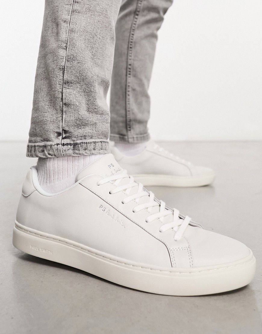 Rex - Sneakers in pelle bianche con nastro multicolore sul retro - PS Paul Smith - Modalova