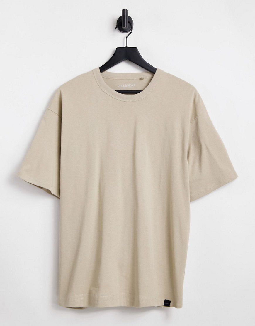 T-shirt oversize beige - Pull & Bear - Modalova