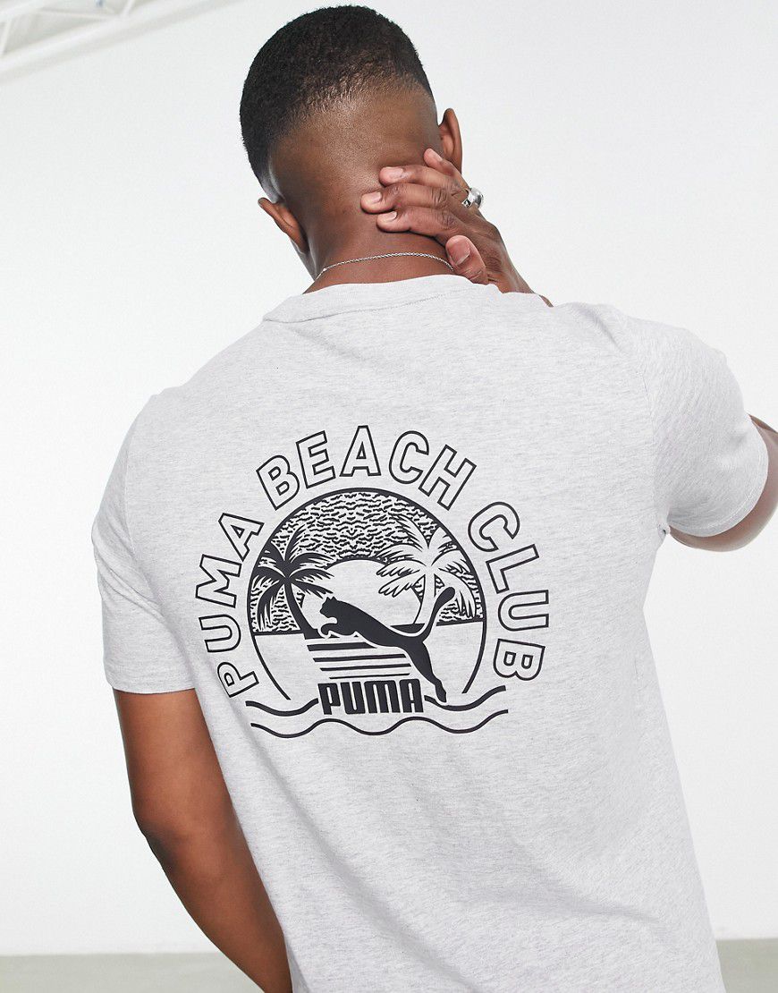 T-shirt grigia con stampa di spiaggia sul retro - Puma - Modalova