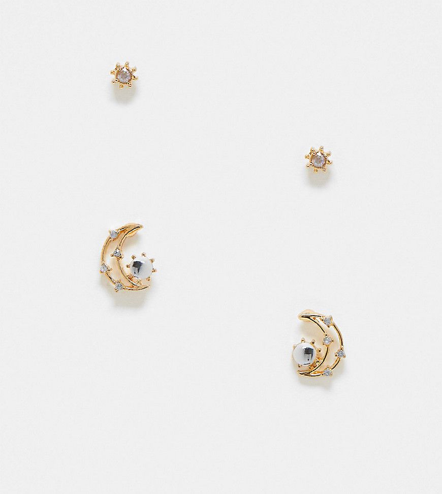 Inspired - Set di orecchini con luna e stella - Reclaimed Vintage - Modalova