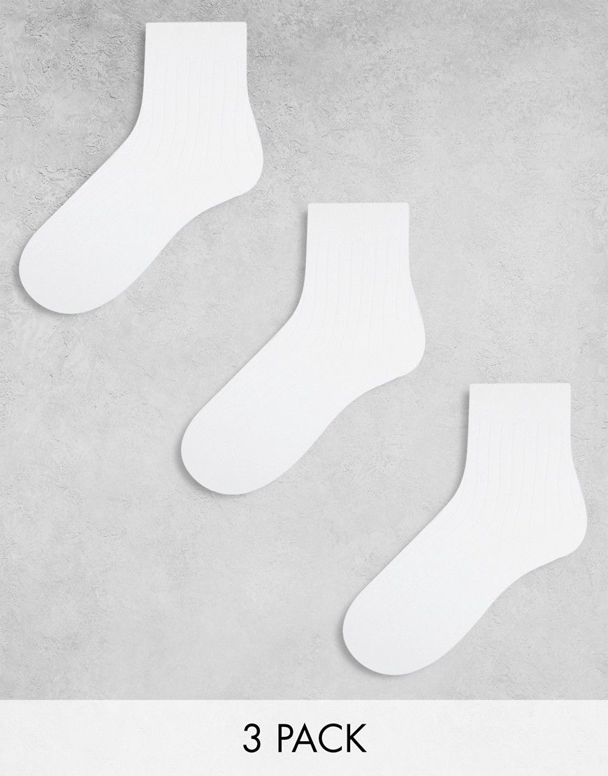 Selma - Confezione da 3 paia di calzini bianchi a coste - Weekday - Modalova