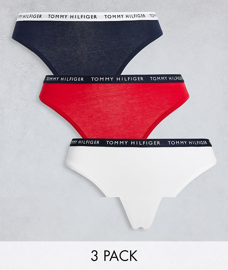Confezione da 3 perizomi blu navy bianco e rosso - Tommy Hilfiger - Modalova