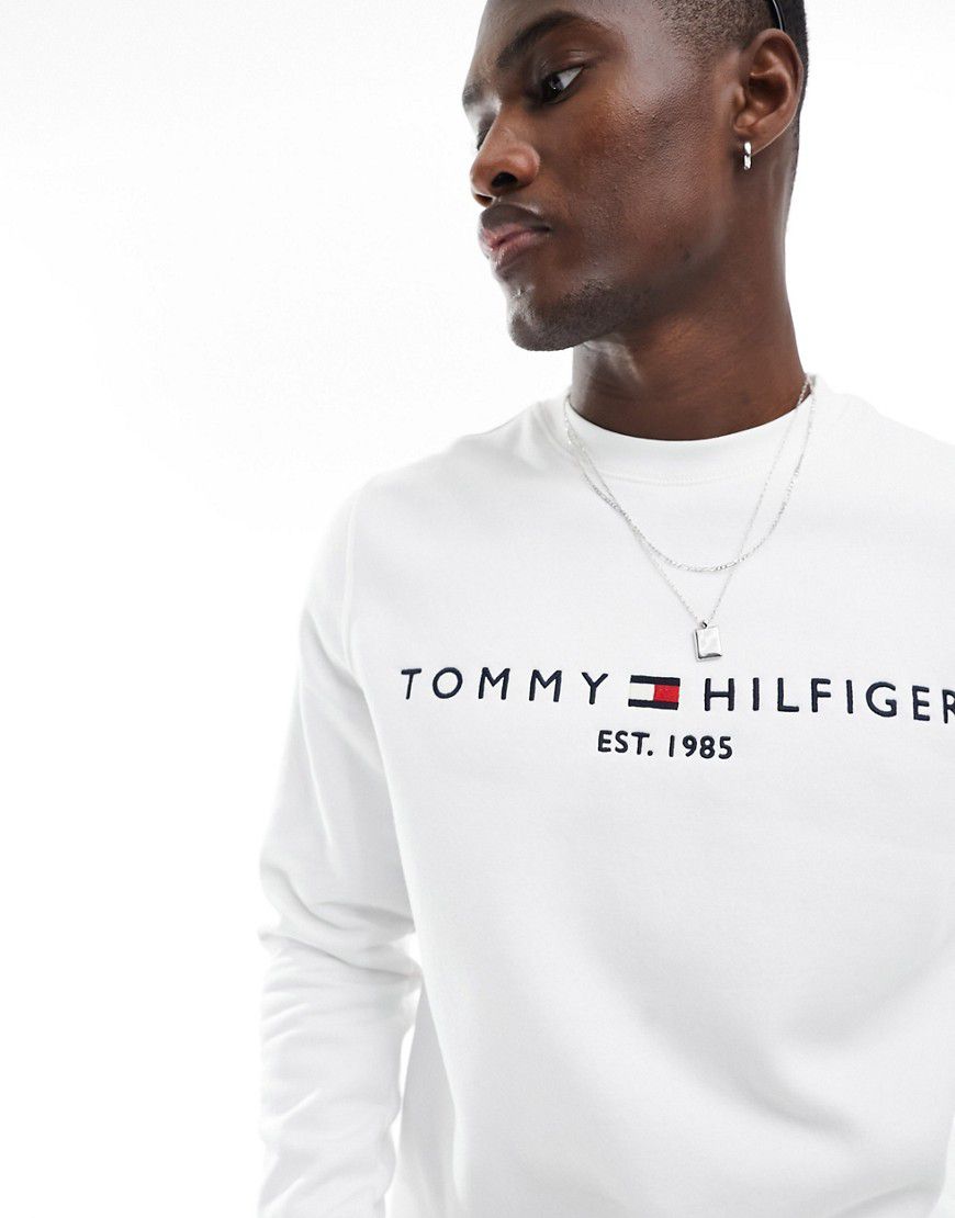 Felpa bianca con logo - Tommy Hilfiger - Modalova