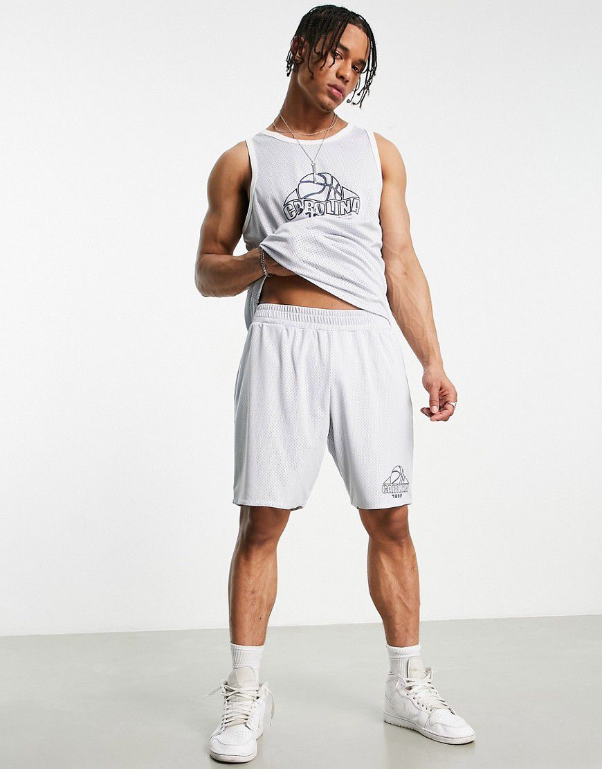 Pantaloncini stile basket grigi con stampa "Carolina" in coordinato - Topman - Modalova