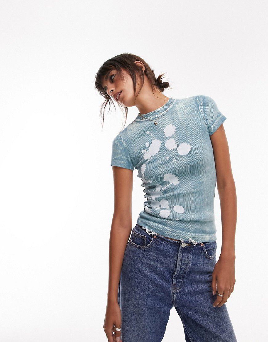 T-shirt mini con stampa floreale fotografica sfocata - Topshop - Modalova