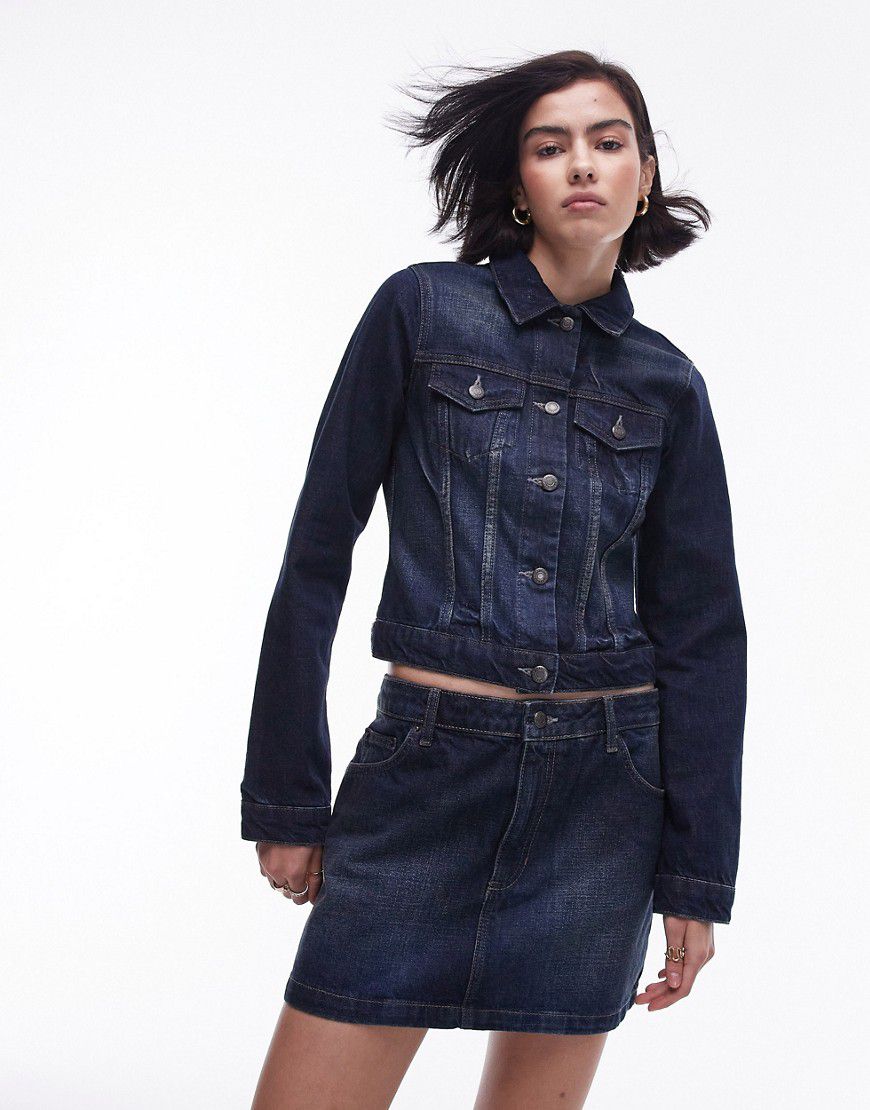 Giacca di jeans ristretta vintage profondo in coordinato - Topshop - Modalova