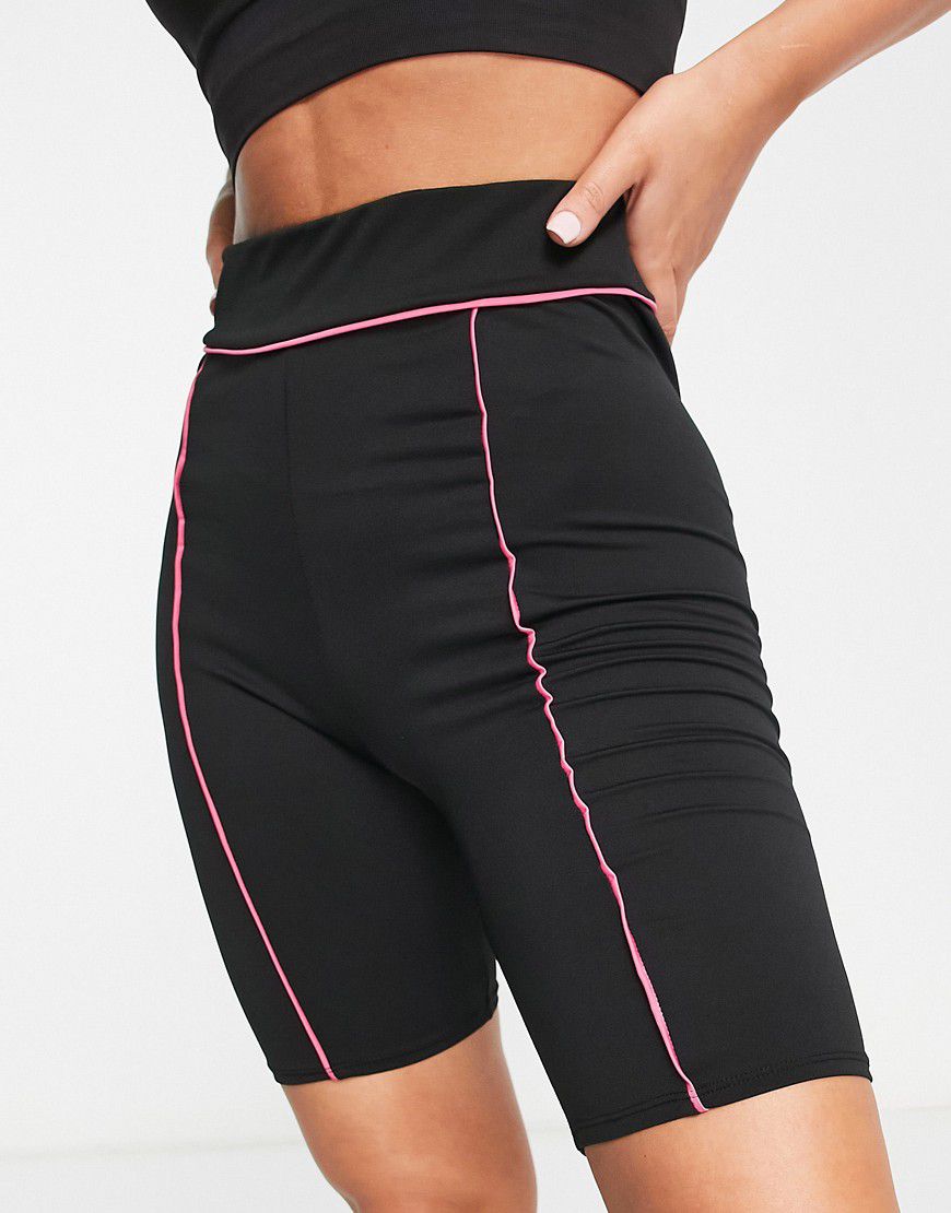 Fitness - Pantaloncini leggings neri da palestra con profili a contrasto - Threadbare - Modalova