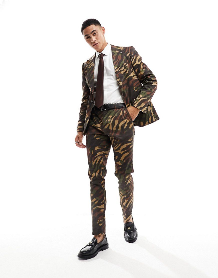 Gables - Pantaloni da abito marroni con stampa tigrata mimetica - Twisted Tailor - Modalova