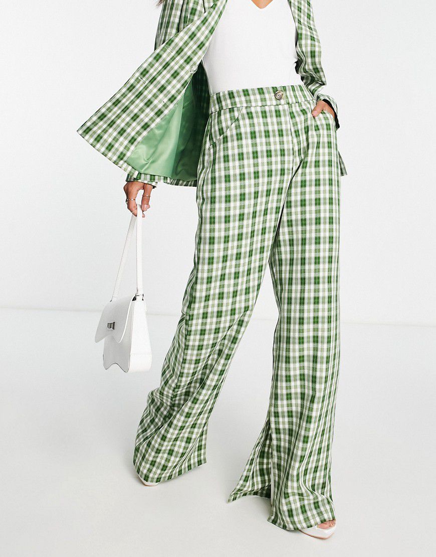 Pantaloni a fondo ampio verdi a quadri in coordinato - Urban Threads - Modalova