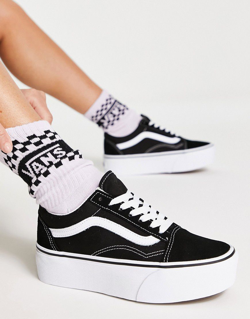 Old Skool - Sneakers nere e bianche in camoscio e tela con suola rialzata - Vans - Modalova