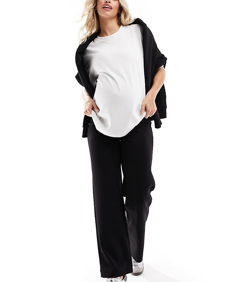 Pantaloni dritti neri con fascia sopra il pancione - Vero Moda Maternity - Modalova