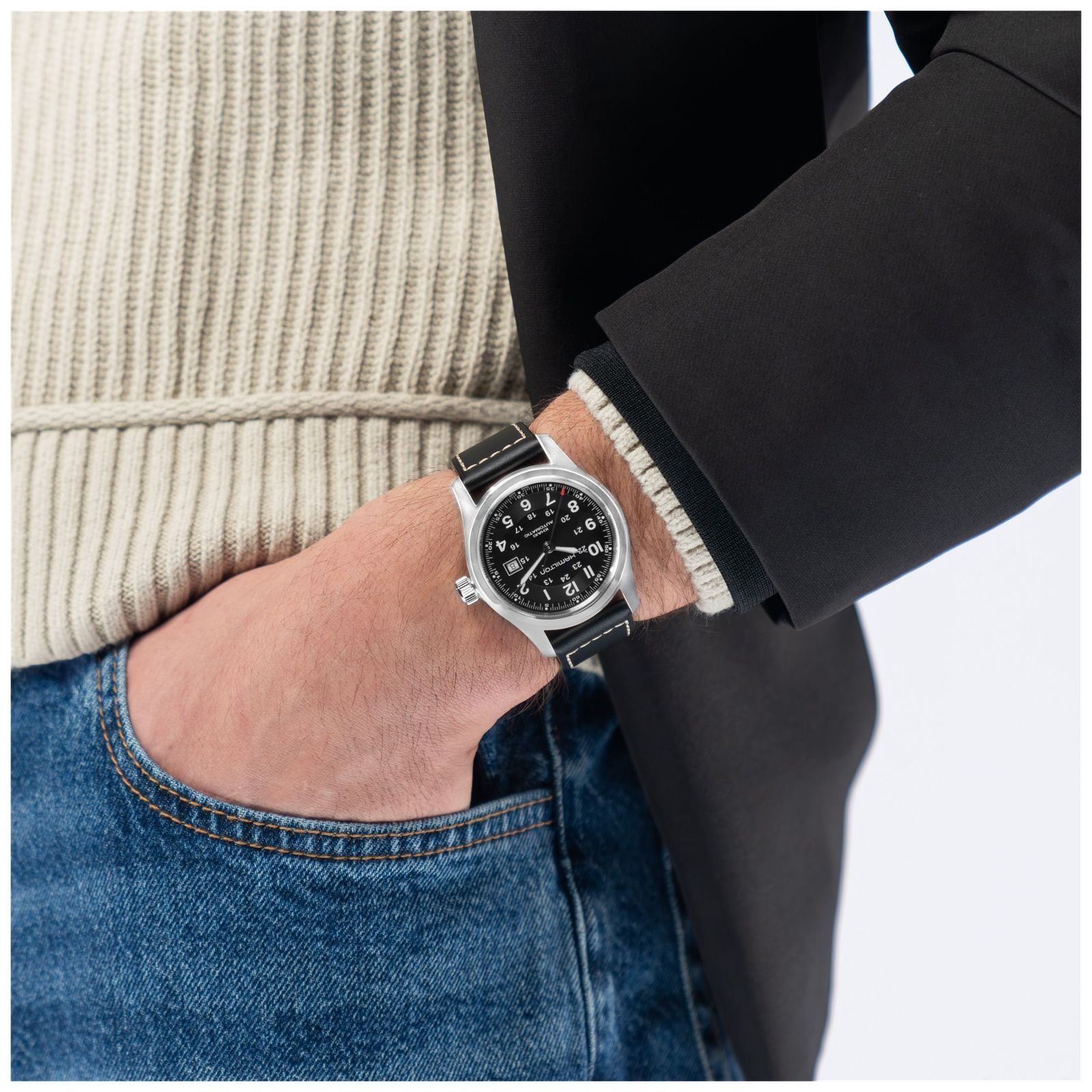 H70605733 Khaki Field Automatic (42mm) Dial Watch - Hamilton - Modalova