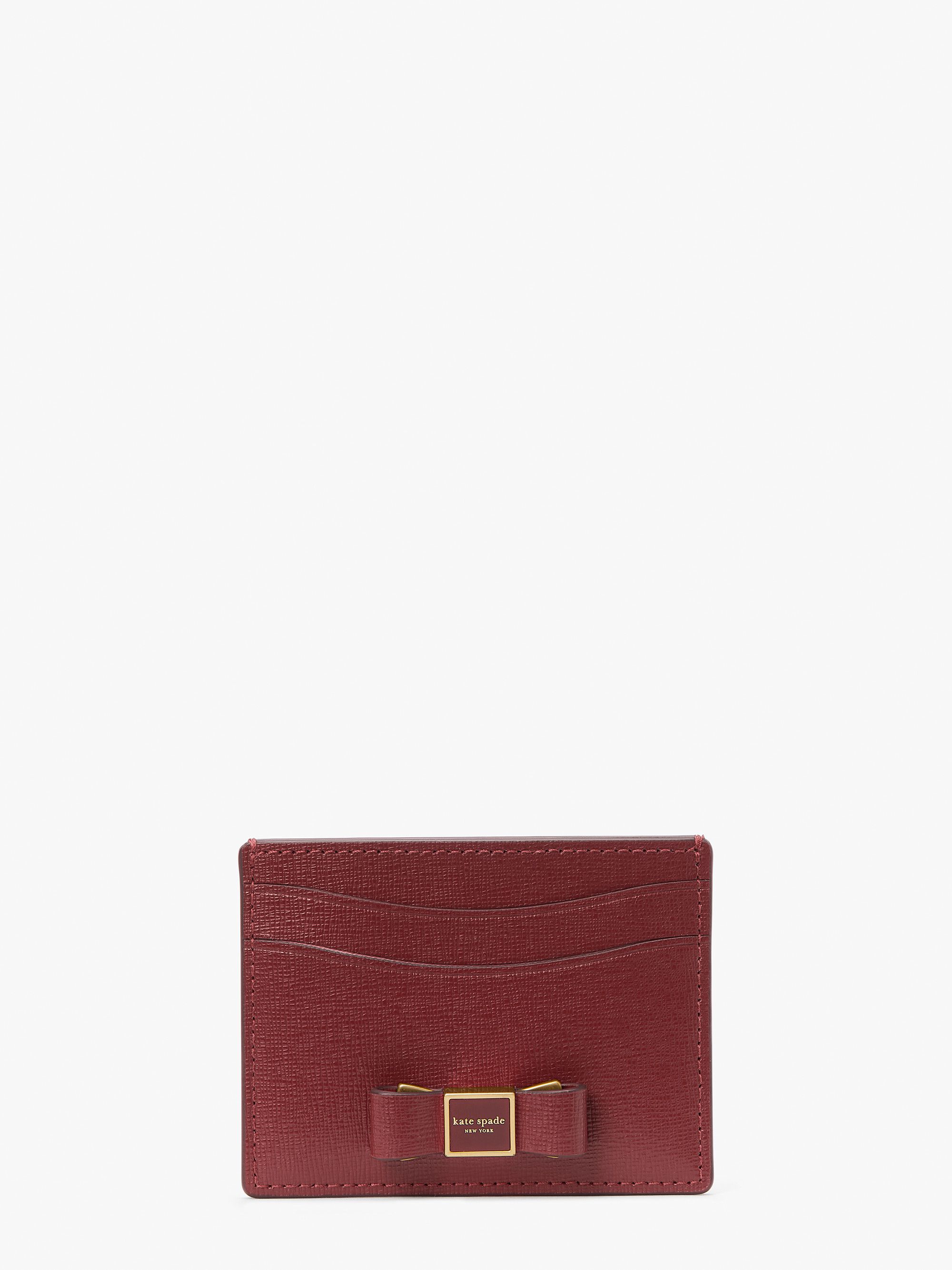 Morgan Bow Embellished Saffiano Leather Card Holder - Kate Spade New York - Modalova