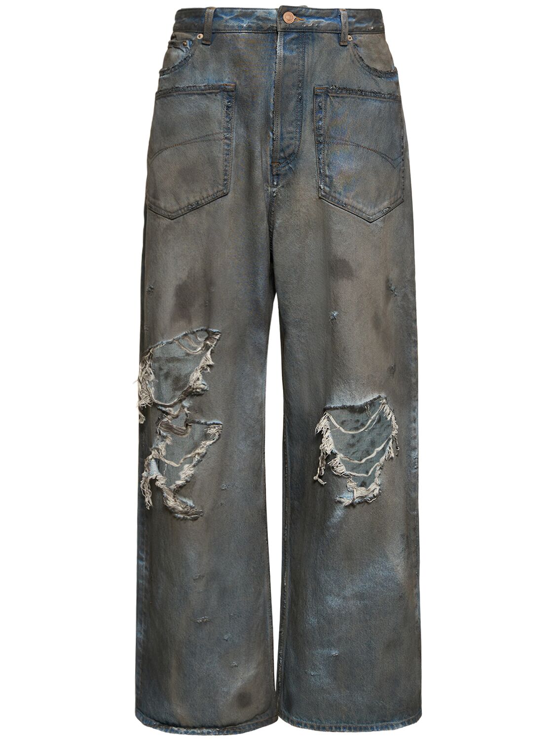 Jeans Baggy Fit In Cotone Distressed - BALENCIAGA - Modalova