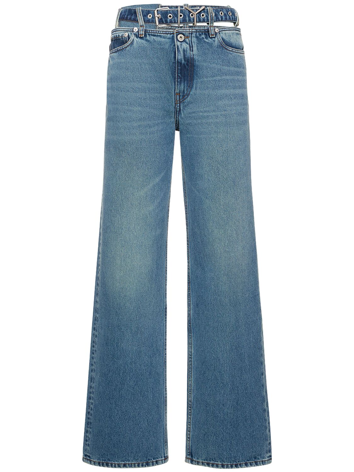 Jeans Larghi In Denim / Cintura Con Logo - Y/PROJECT - Modalova