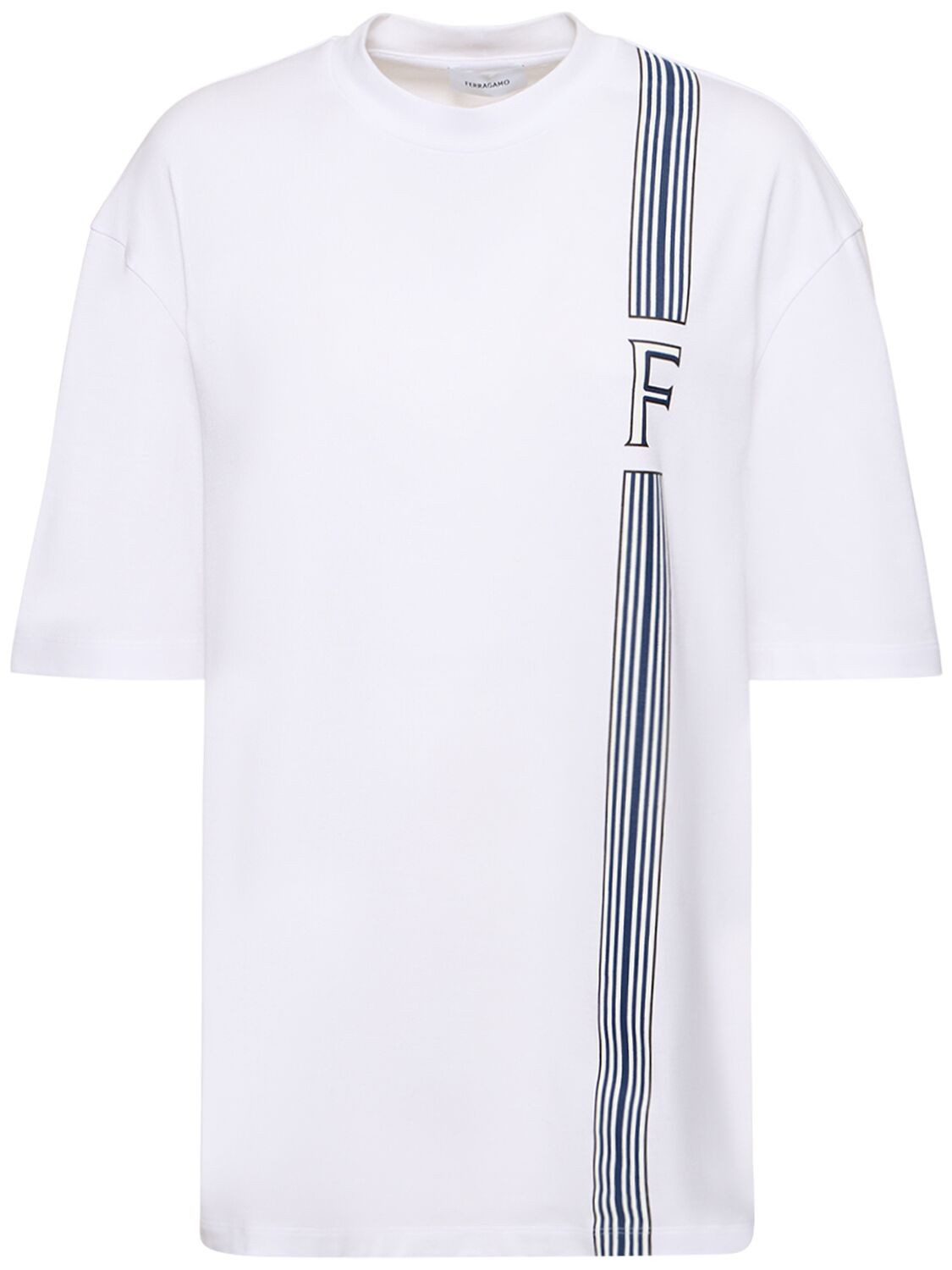 T-shirt In Jersey Di Cotone Con Logo - FERRAGAMO - Modalova