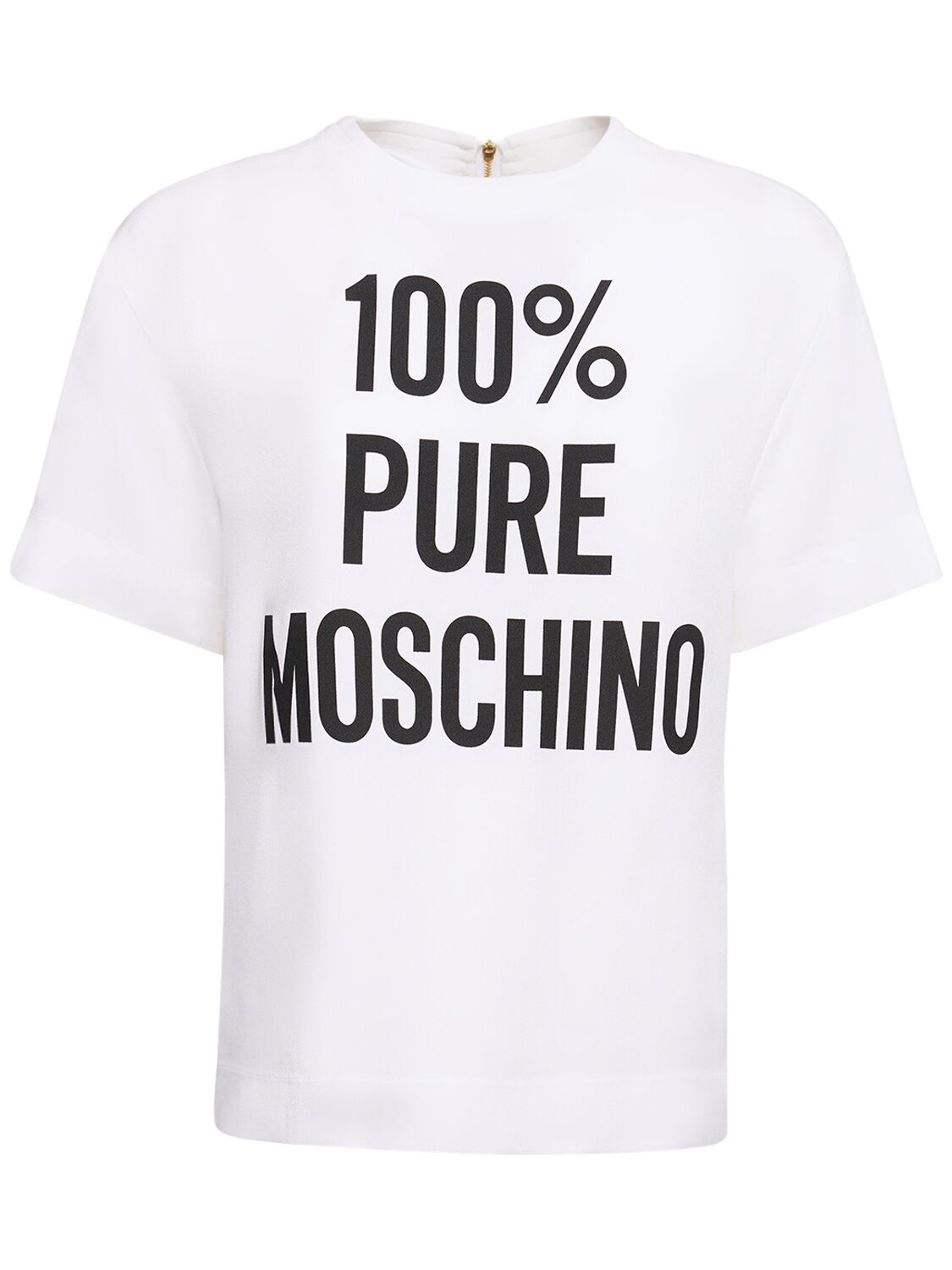 T-shirt In Raso Envers Di Viscosa Con Logo - MOSCHINO - Modalova