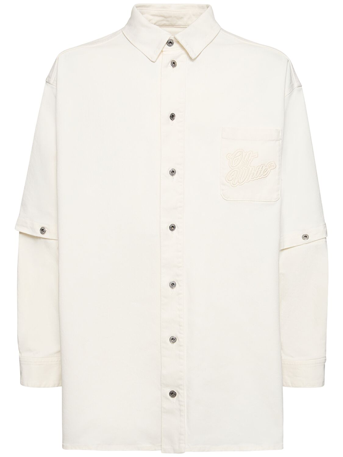 Camicia In Denim Di Cotone Con Logo 90s - OFF-WHITE - Modalova