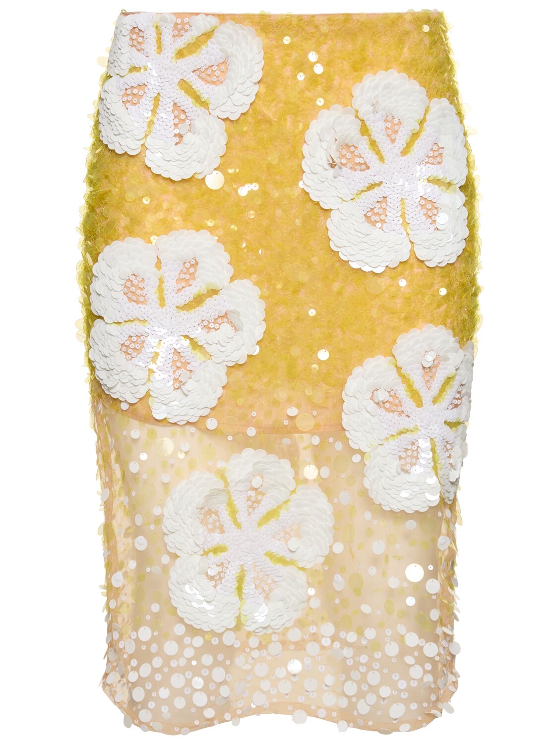 Hibiscus Embroidered Tulle Midi Skirt - DES PHEMMES - Modalova