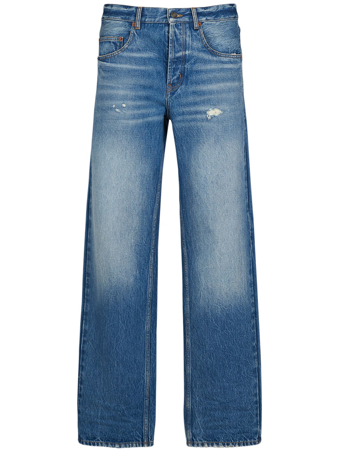 Jeans Baggy Fit In Denim Di Cotone - SAINT LAURENT - Modalova