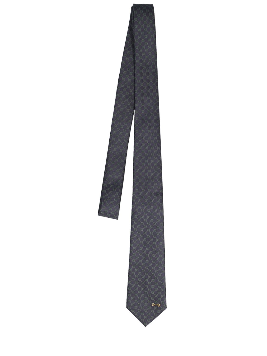 Cravatta Gg Mono Horsebit In Seta Jacquard 7cm - GUCCI - Modalova