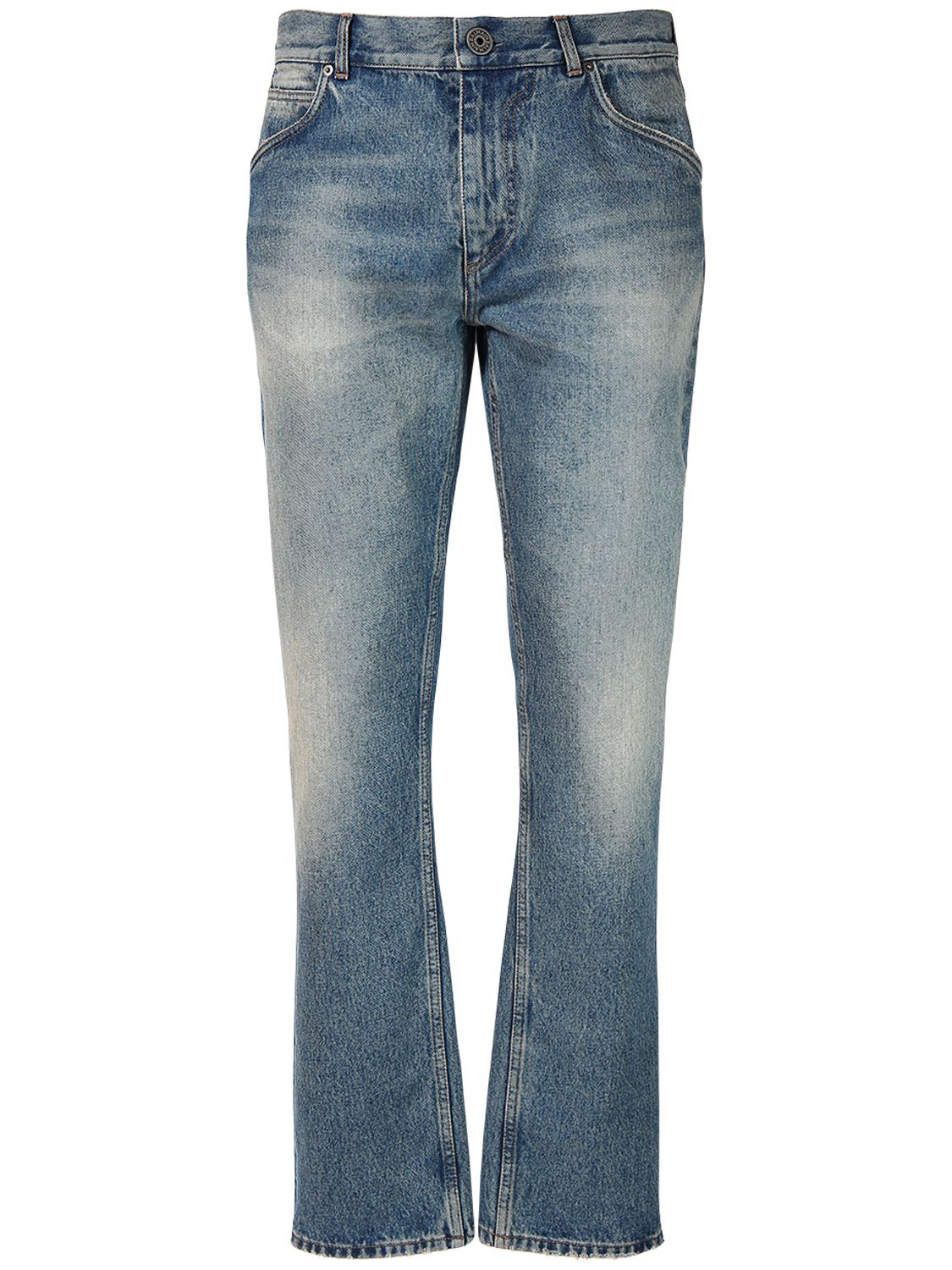 Jeans Regular Fit In Denim Di Cotone - BALMAIN - Modalova