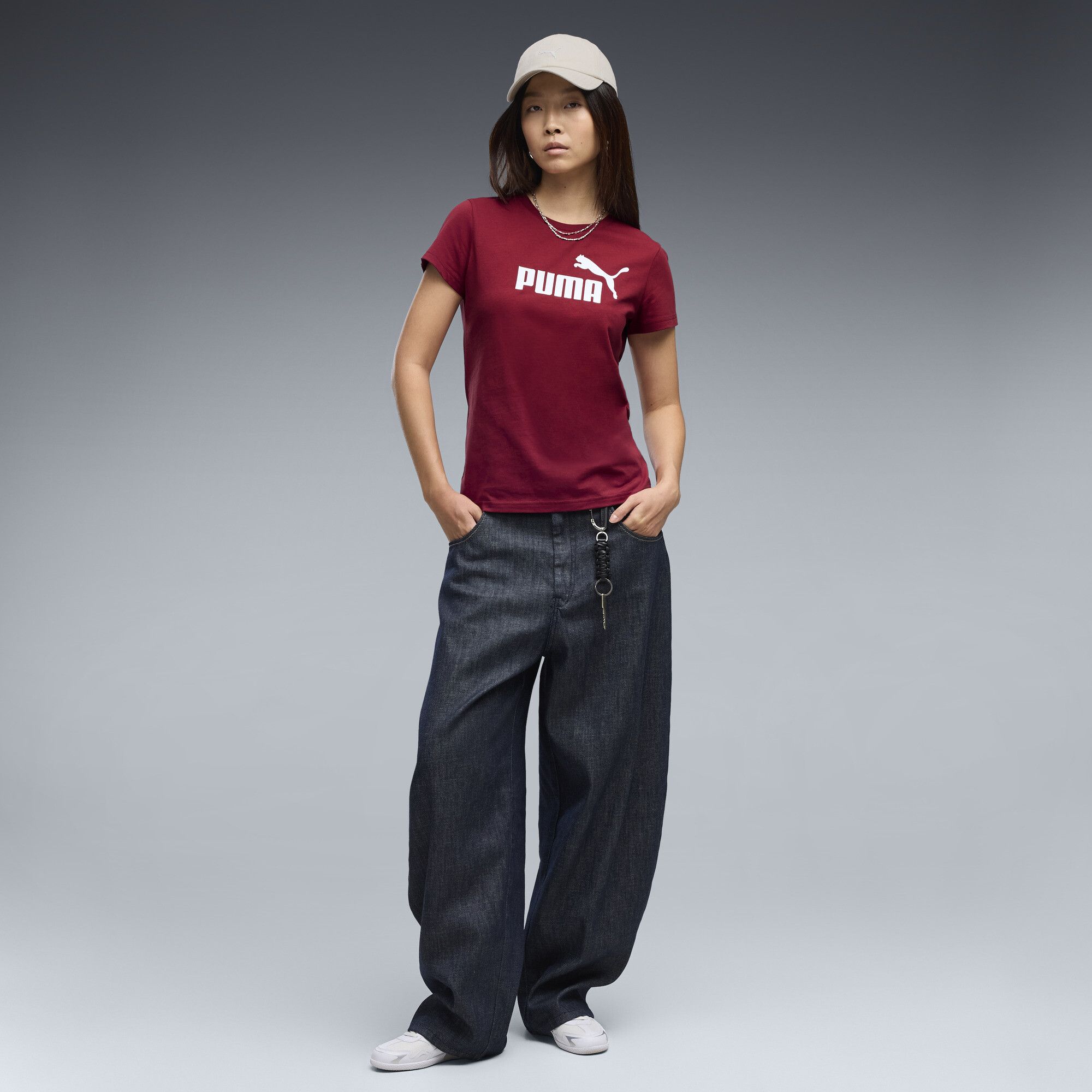 T-shirt con logo ESS N. 1 da donna, Abbigliamento, Rosso, S - PUMA - Modalova