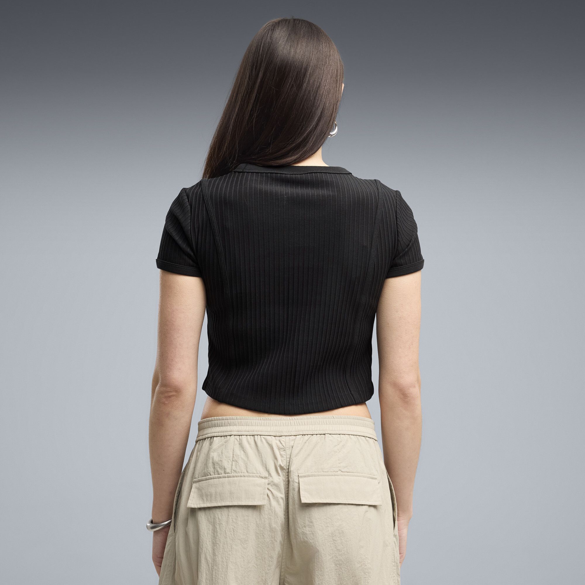 Camiseta acanalada Essentials Baby para mujer, Ropa, Negro, S - PUMA - Modalova