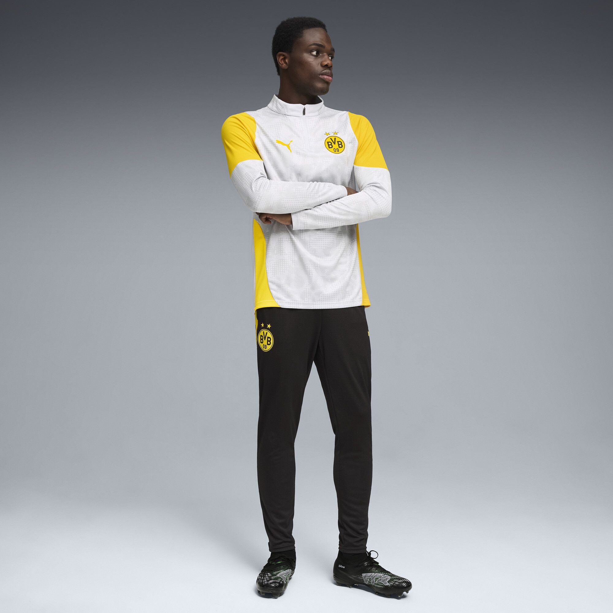 Camiseta de training con cuello con cremallera Borussia Dortmund para hombre, Accesoiros, Gris, S - PUMA - Modalova