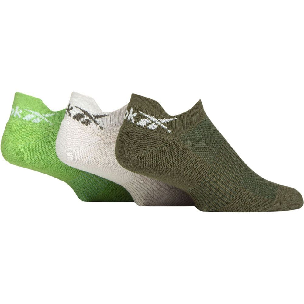 Mens and Women's 3 Pair Essentials Cotton Trainer Socks / White / Lime 4.5-6 UK - Reebok - Modalova
