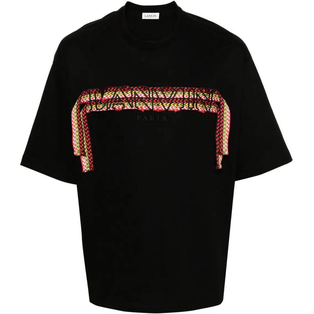 T-shirt nera con logo ricamato - Lanvin - Modalova