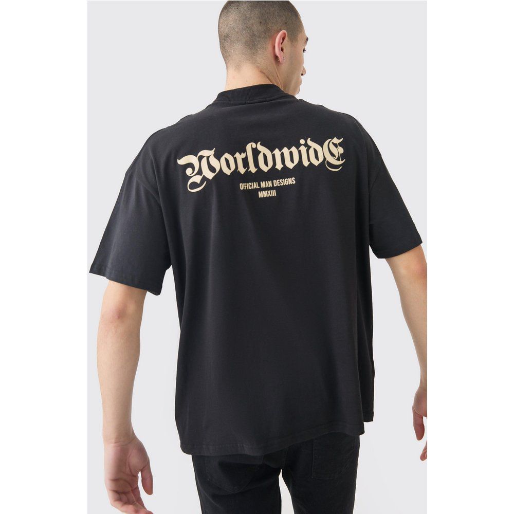 T-shirt oversize Worldwide, Nero - boohoo - Modalova