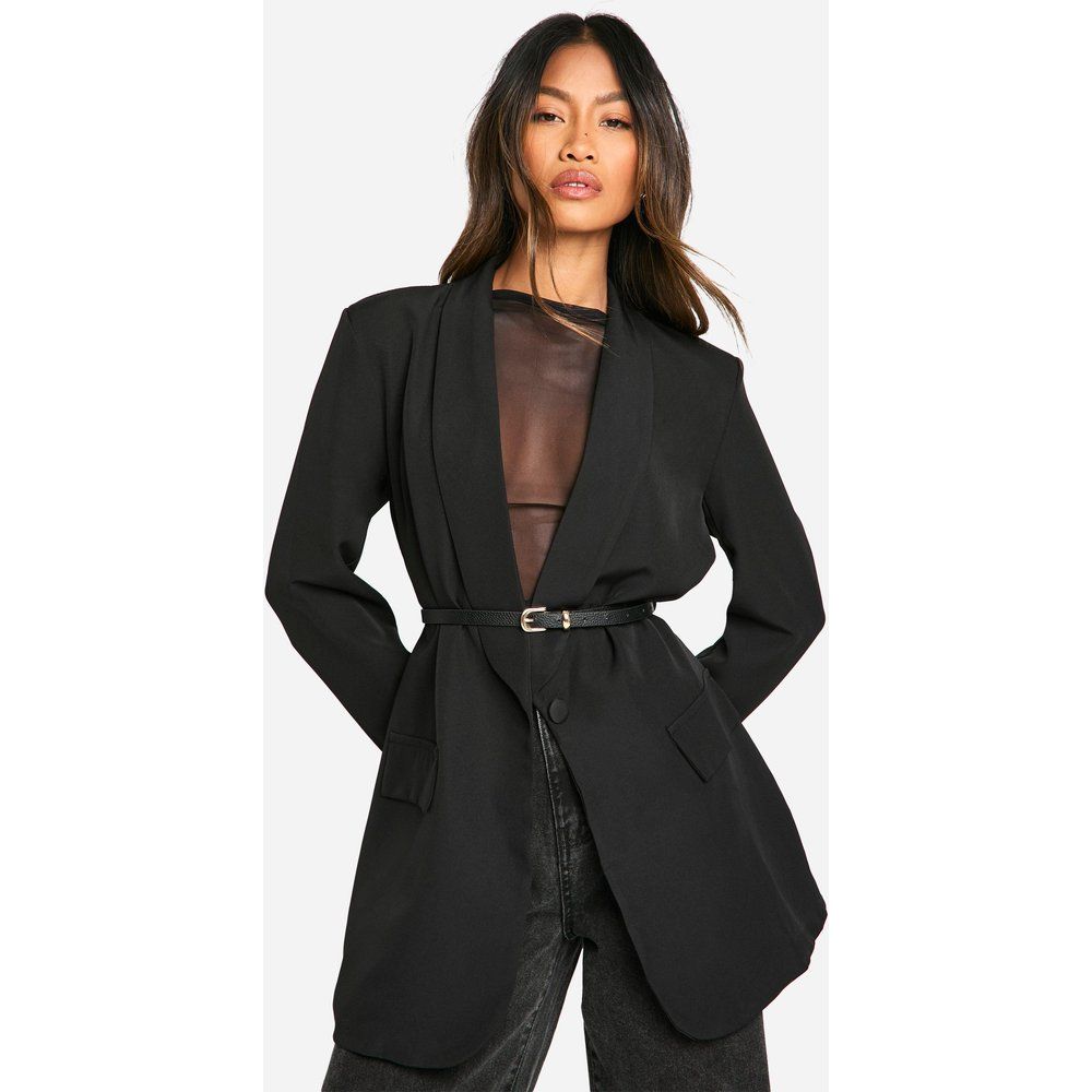 Blazer oversize con spalline imbottite e scollo profondo - boohoo - Modalova