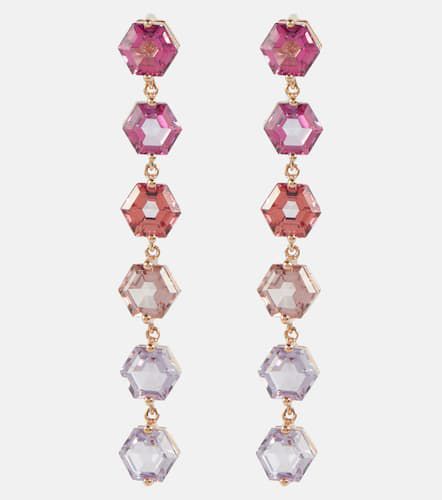 Orecchini pendenti in rosa 14kt con cristalli - Suzanne Kalan - Modalova