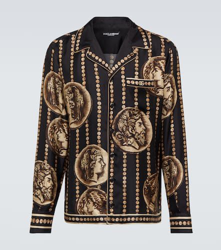 Camicia in twill di seta con stampa - Dolce&Gabbana - Modalova