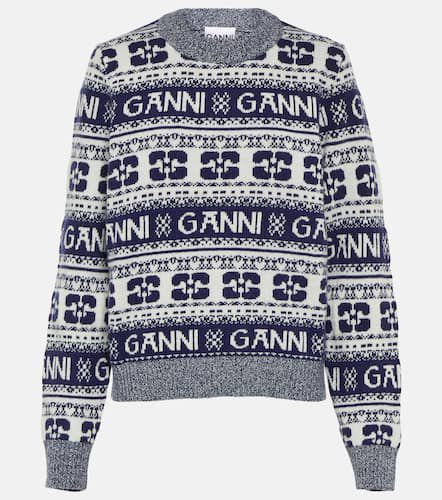 Pullover in misto lana con logo - Ganni - Modalova