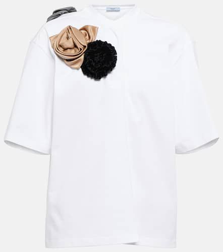 T-shirt in jersey di cotone con decorazioni - Prada - Modalova