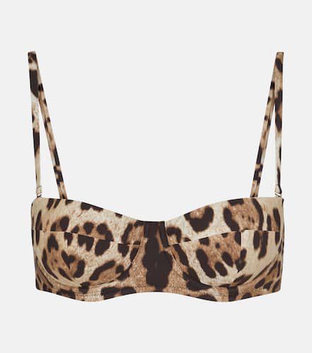 Top bikini con stampa leopardata - Dolce&Gabbana - Modalova