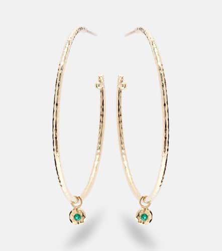 Nesting Gem Medium 18kt gold hoop earrings with emeralds - Octavia Elizabeth - Modalova