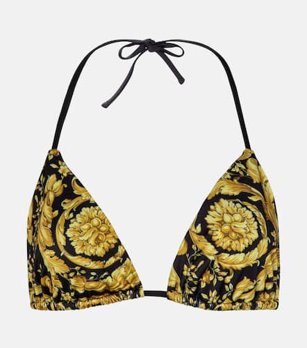 Top bikini con stampa Barocco - Versace - Modalova
