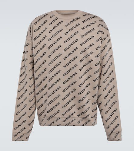 Pullover in misto lana e cotone con logo - Balenciaga - Modalova