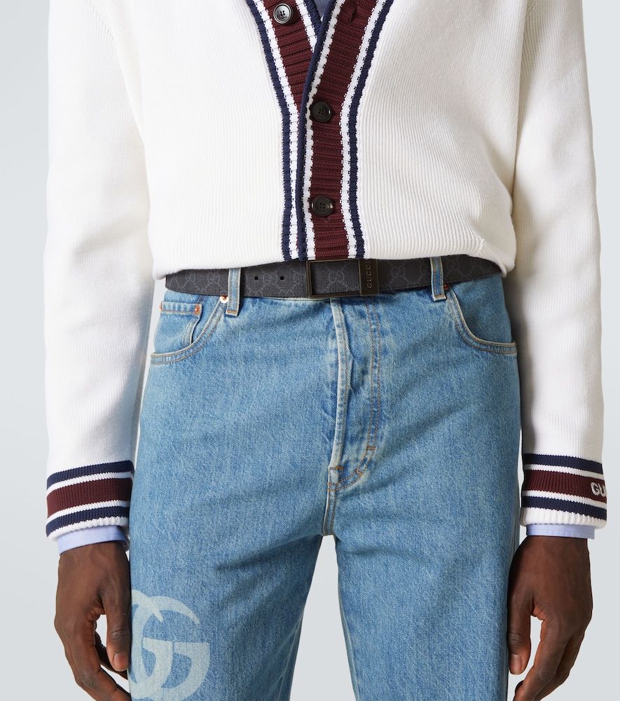 Wendbarer Gürtel GG aus Leder und Canvas - Gucci - Modalova