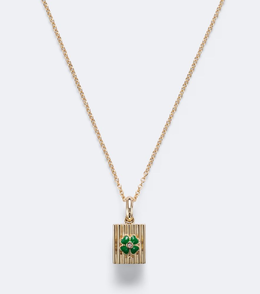 Trefle and Le Cubo 9kt and enamel single earring and pendant set with diamonds - Yvonne Leon - Modalova