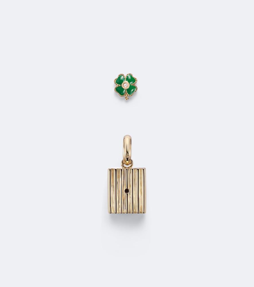 Trefle and Le Cubo 9kt and enamel single earring and pendant set with diamonds - Yvonne Leon - Modalova
