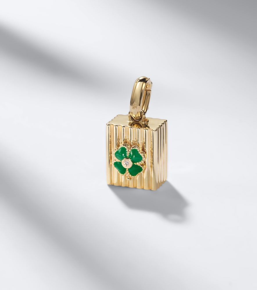 Trefle and Le Cubo 9kt and enamel single earring and pendant set with diamonds - Yvonne Leon - Modalova