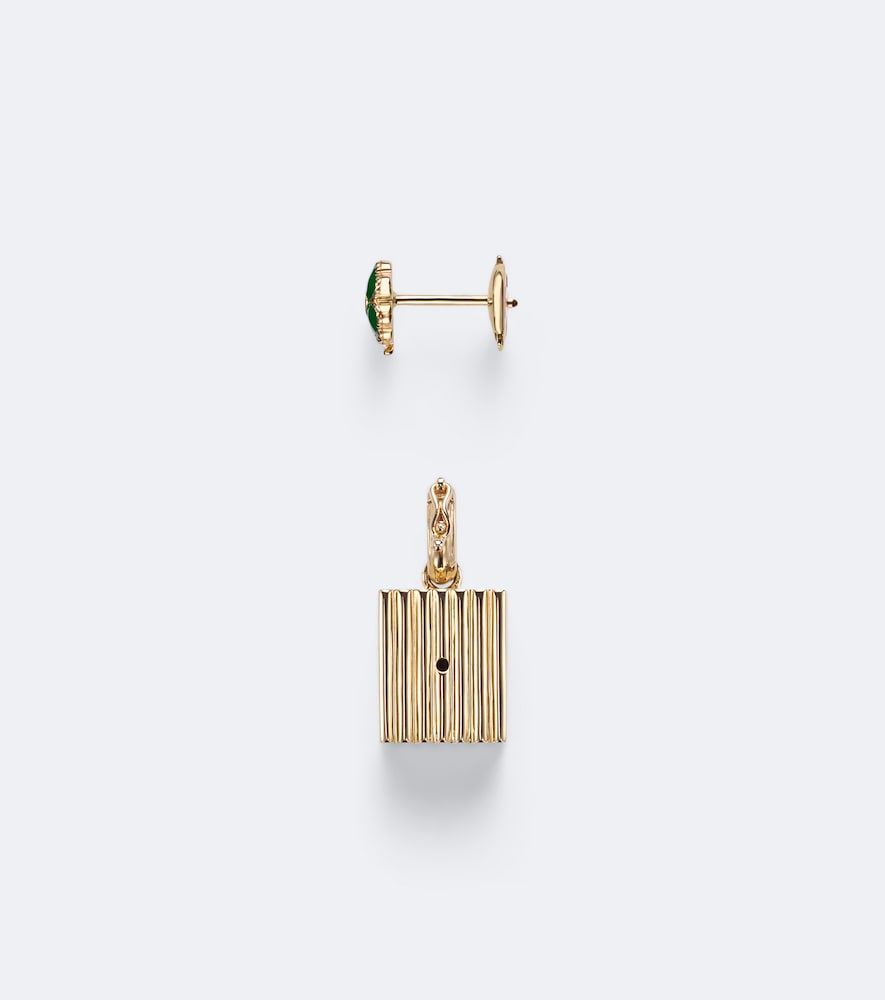 Trefle and Le Cubo 9kt and enamel single earring and pendant set with diamonds - Yvonne Leon - Modalova