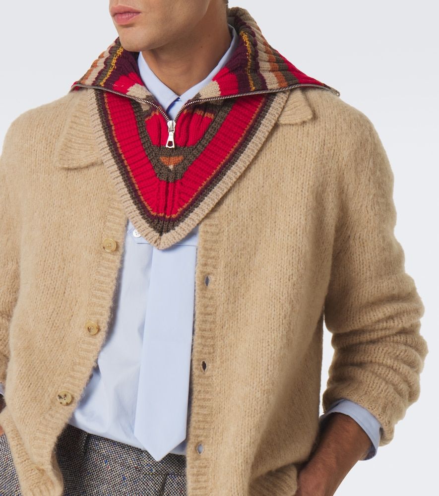 Cuello de lana a rayas con cremallera a rayas - Dries Van Noten - Modalova