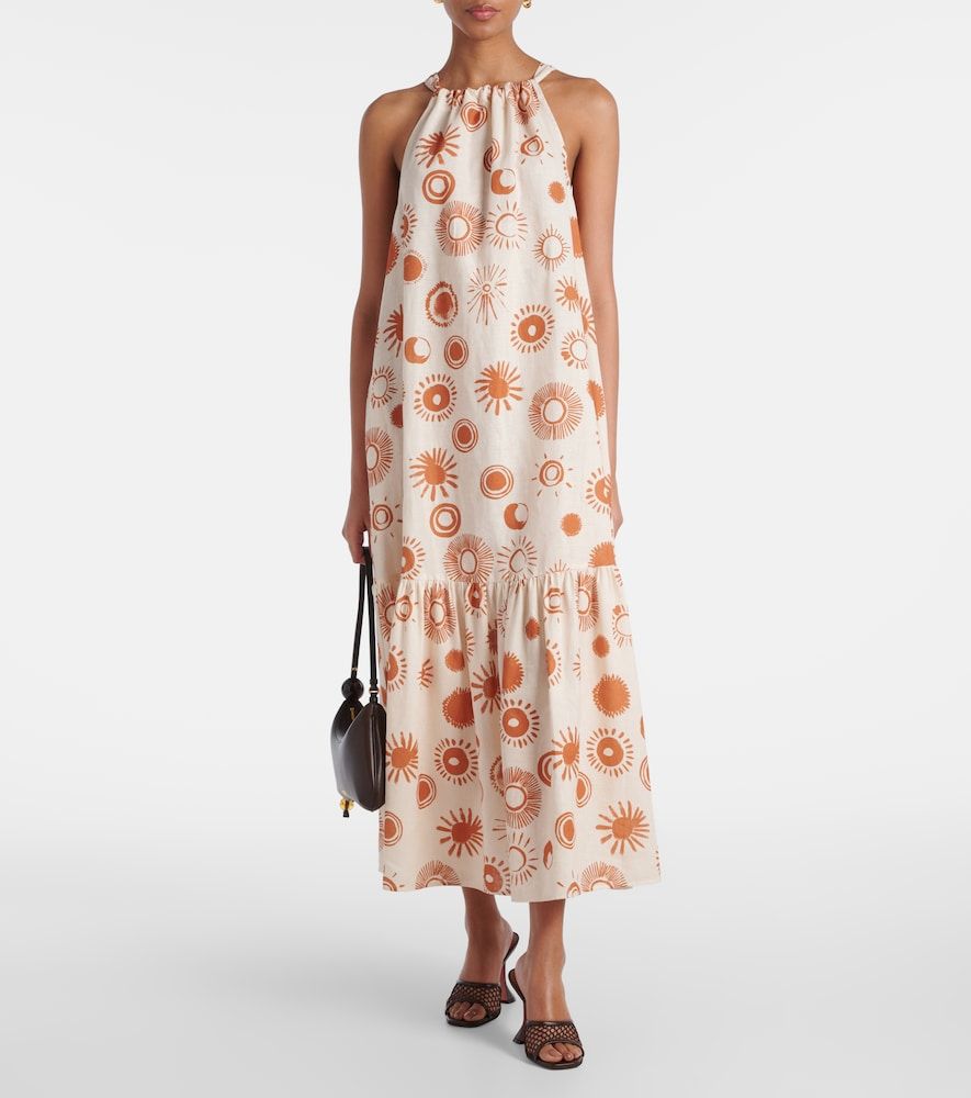 Vestido largo Ibiza de lino y algodón estampado - Asceno - Modalova