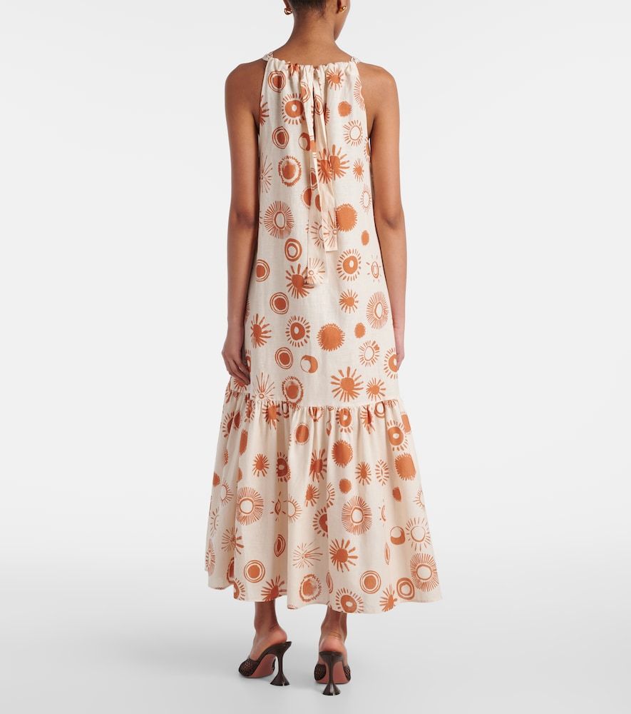 Vestido largo Ibiza de lino y algodón estampado - Asceno - Modalova